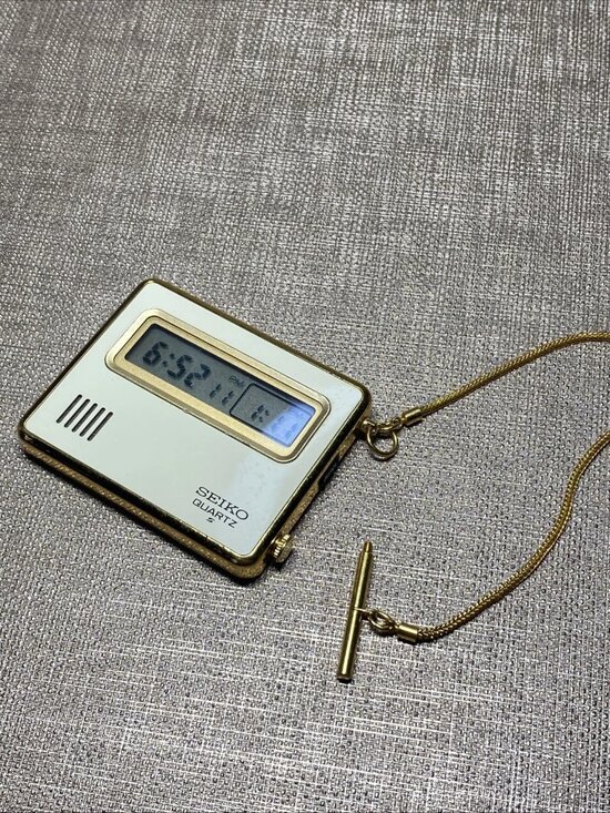 Seiko Other - Vintage Seiko Quartz 7412-803C Digital Pocket Watch Alarm Light WORKING 1979 Jap